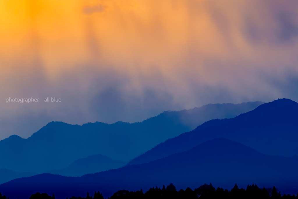 故郷の夕陽山景