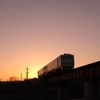 夕陽を背に