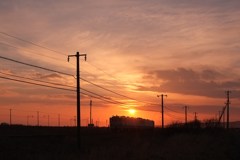 夕陽と列車