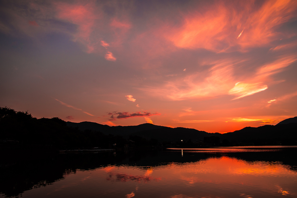 広沢池の夕暮れ