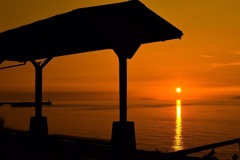 下灘駅の夕日