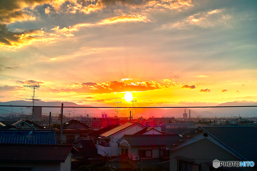 高台からの夕日