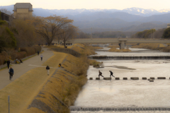 飛び石飛ぶ人主役です