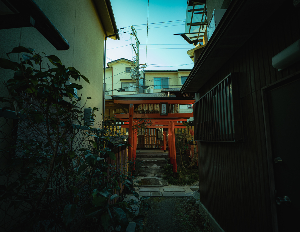 民家に囲まれた小さな神社
