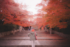 紅葉色の帽子のマダム
