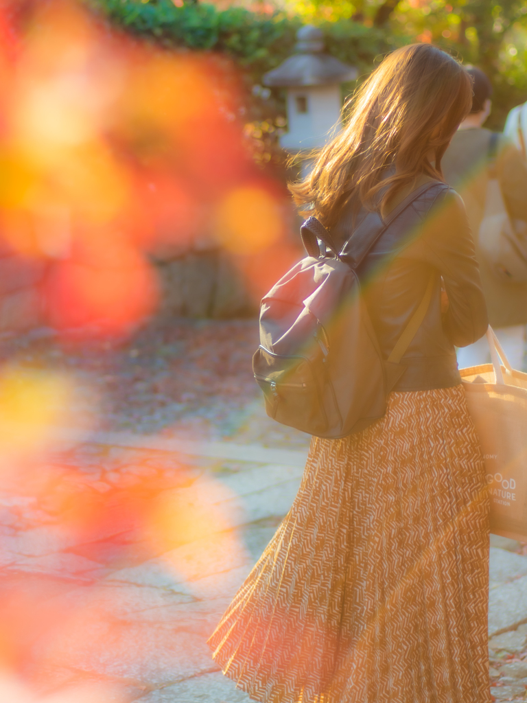 紅葉越しの美人 2