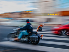 アメリカンバイクの後ろになんかいる