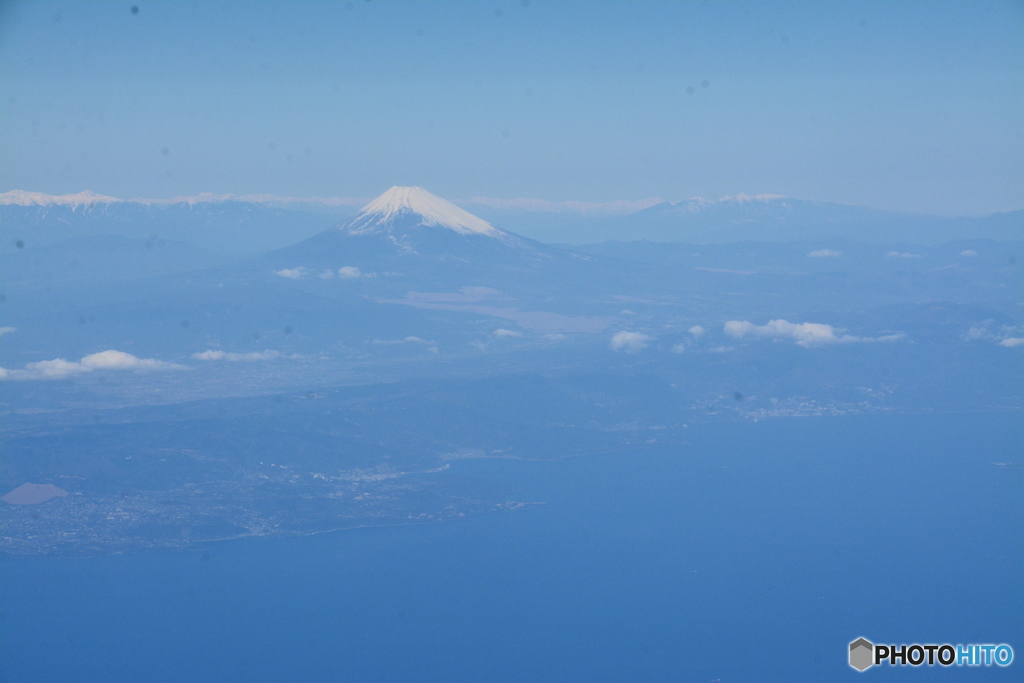駿河湾上空からの富士山