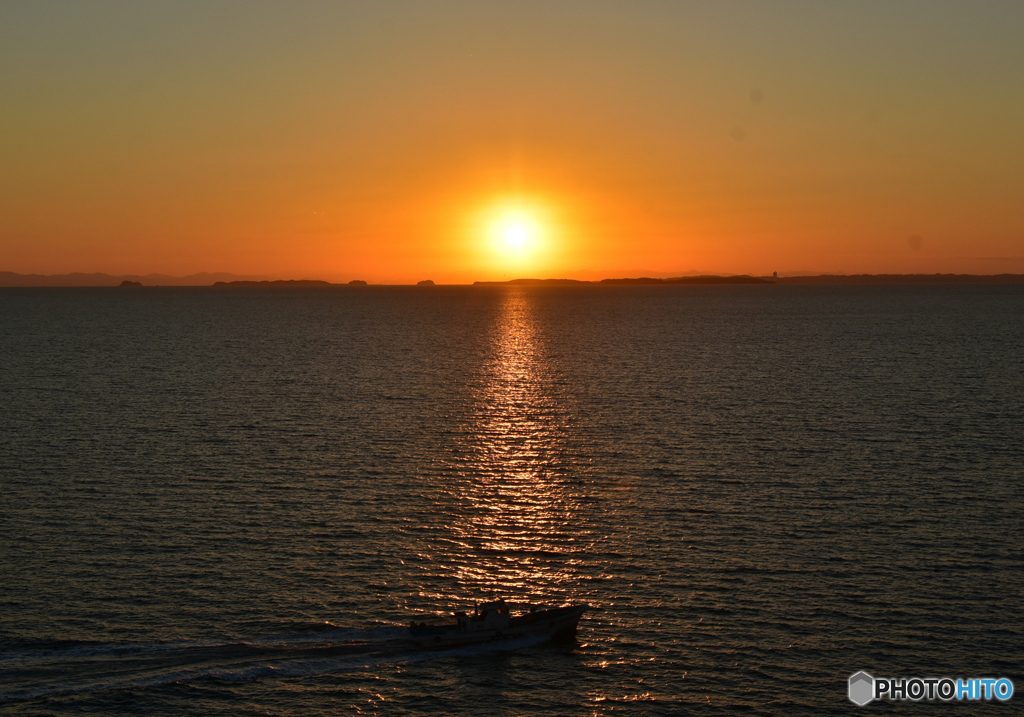 三河湾の夕陽