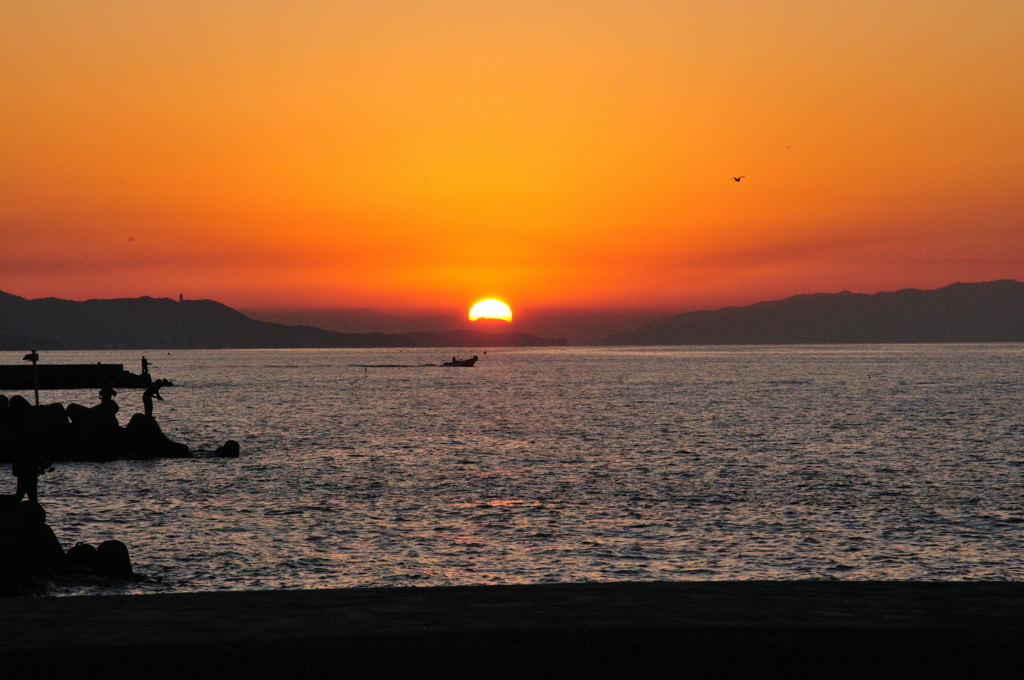 海岸の夕日