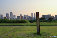 水位計とタワーマンション群