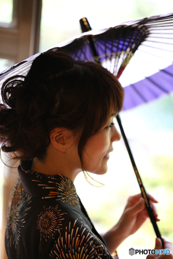 浴衣女性の横顔