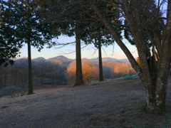 山の朝