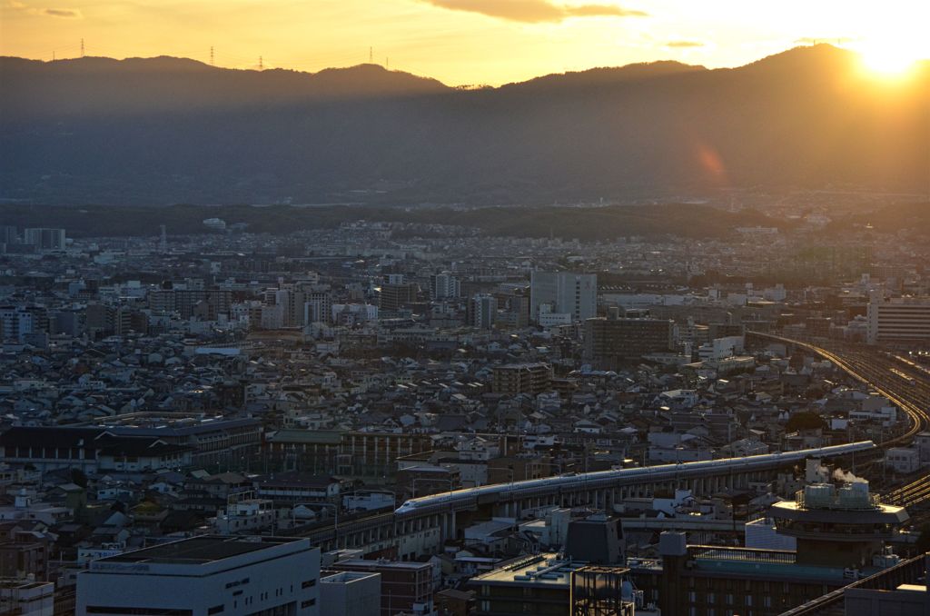 夕焼けと京都