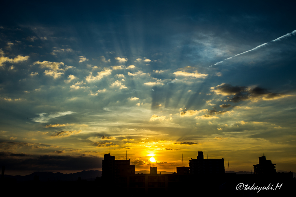 去りゆく夏の夕日