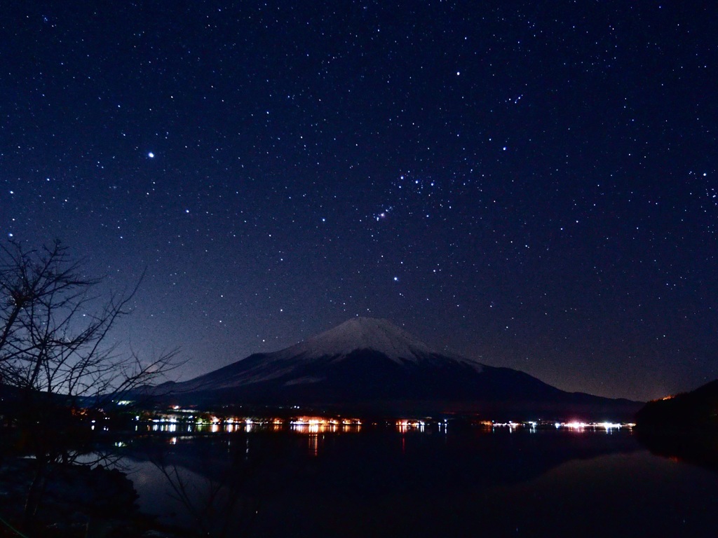富士山とオリオン座