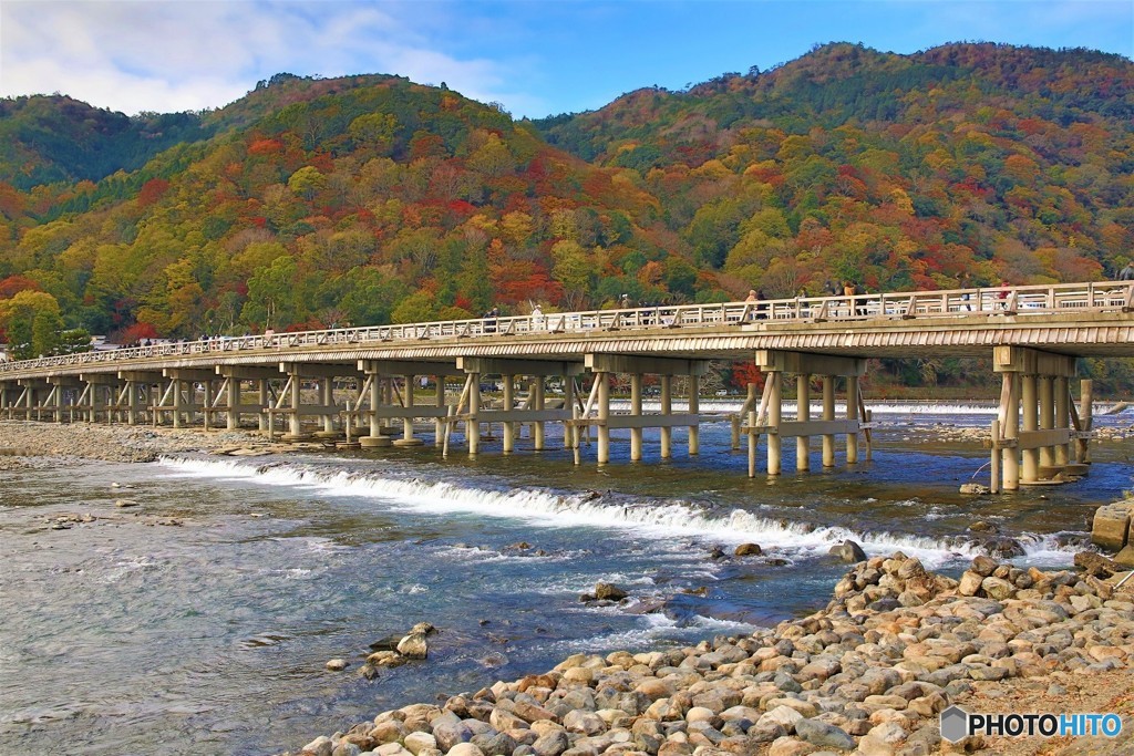 渡月橋と紅葉