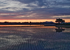 水鏡の夕焼け