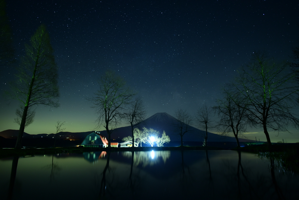 星空と富士山