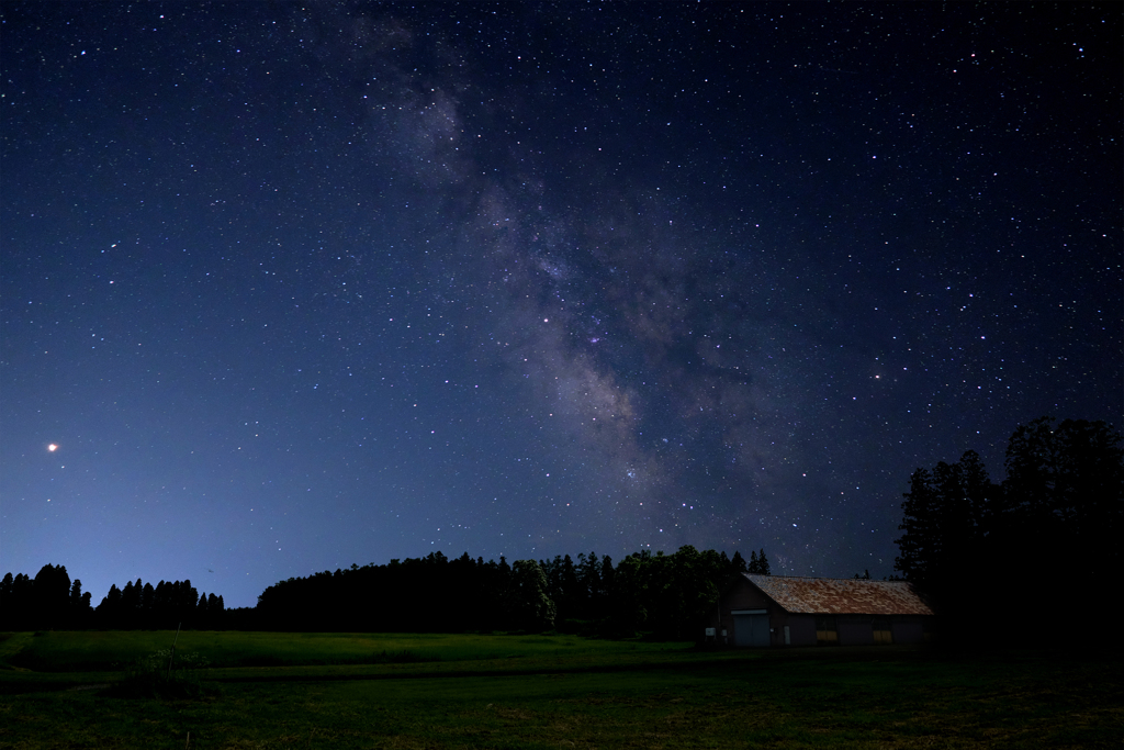 火星と土星と天の川