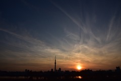 都会の夕暮れ