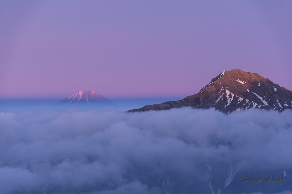 Sunset of Mt.Fuji and Mt.Kitadake