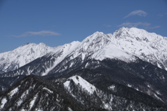 雪景色、穂高の峰々