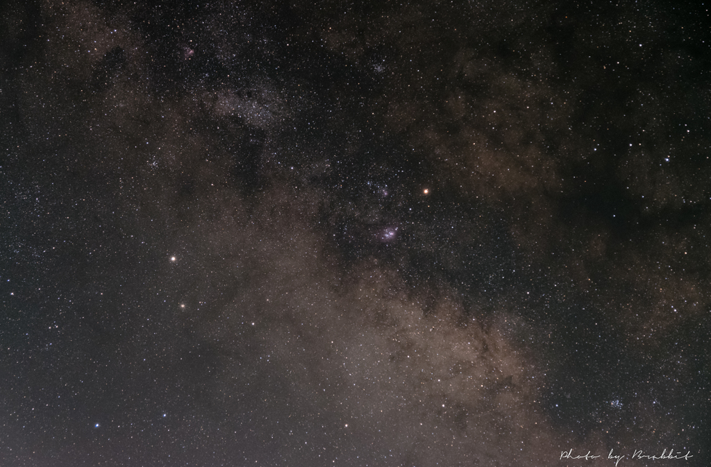 3月の天の川　干潟星雲、火星、土星　53mm
