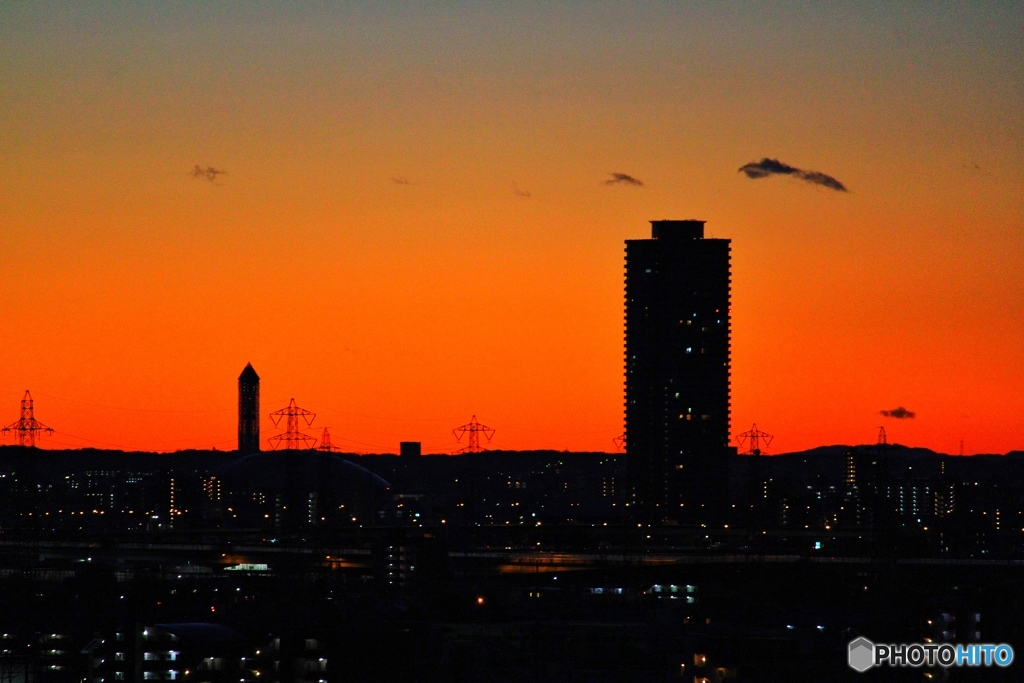 名古屋市の朝焼け