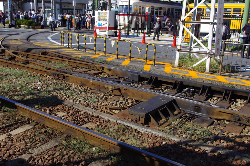 ポイントと荒川線荒川車庫