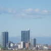 空とバック山々と風景