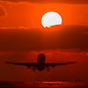 夕陽と飛行機