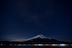 満天の星空と富士山