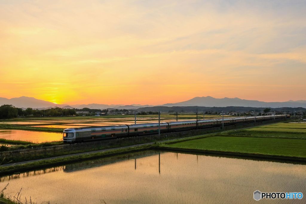 夕日に染まる！