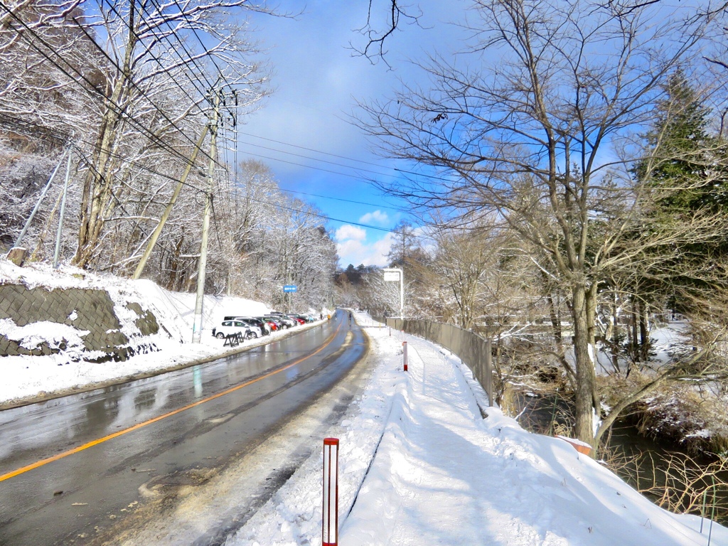 湯川沿いの国道