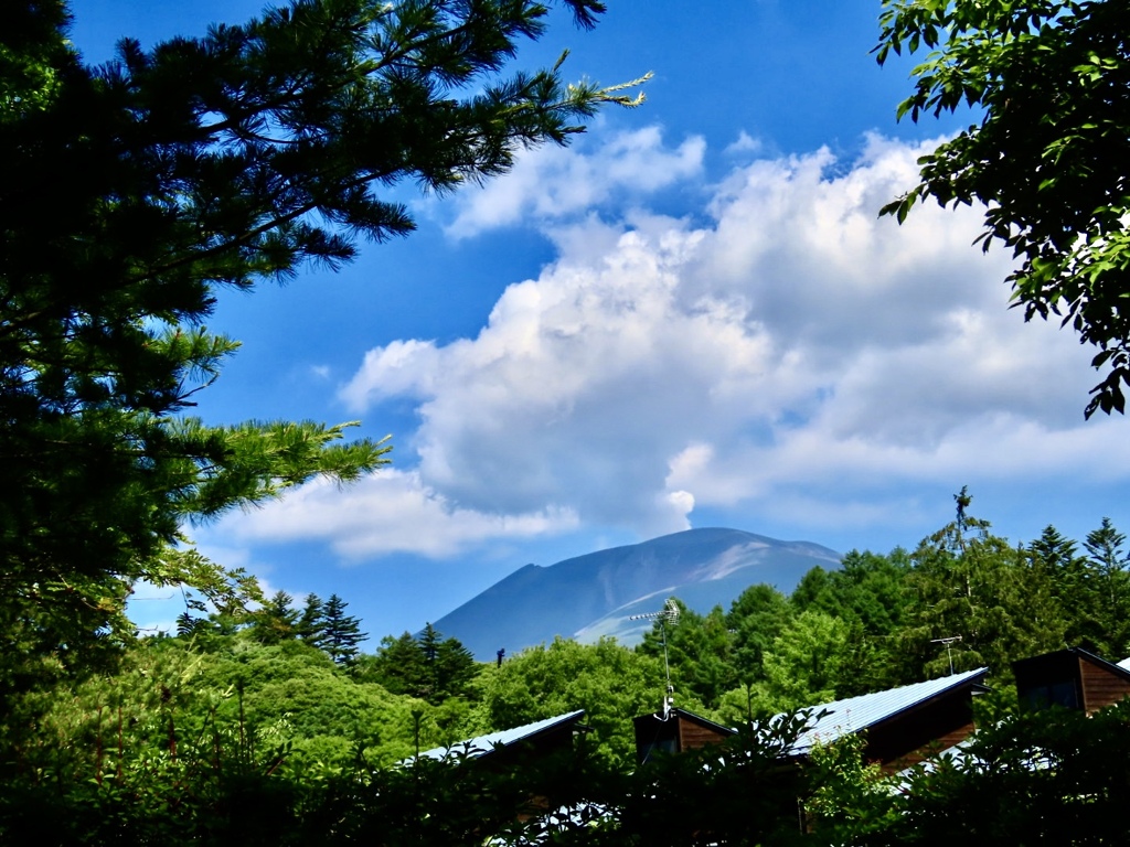 夏雲と噴煙