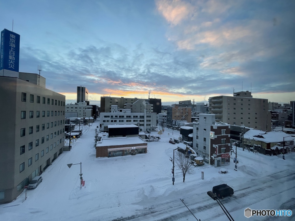 旭川の朝(iPhoneで撮影)