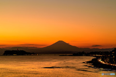 富士山　稲村ケ崎にて