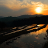 棚田と夕日