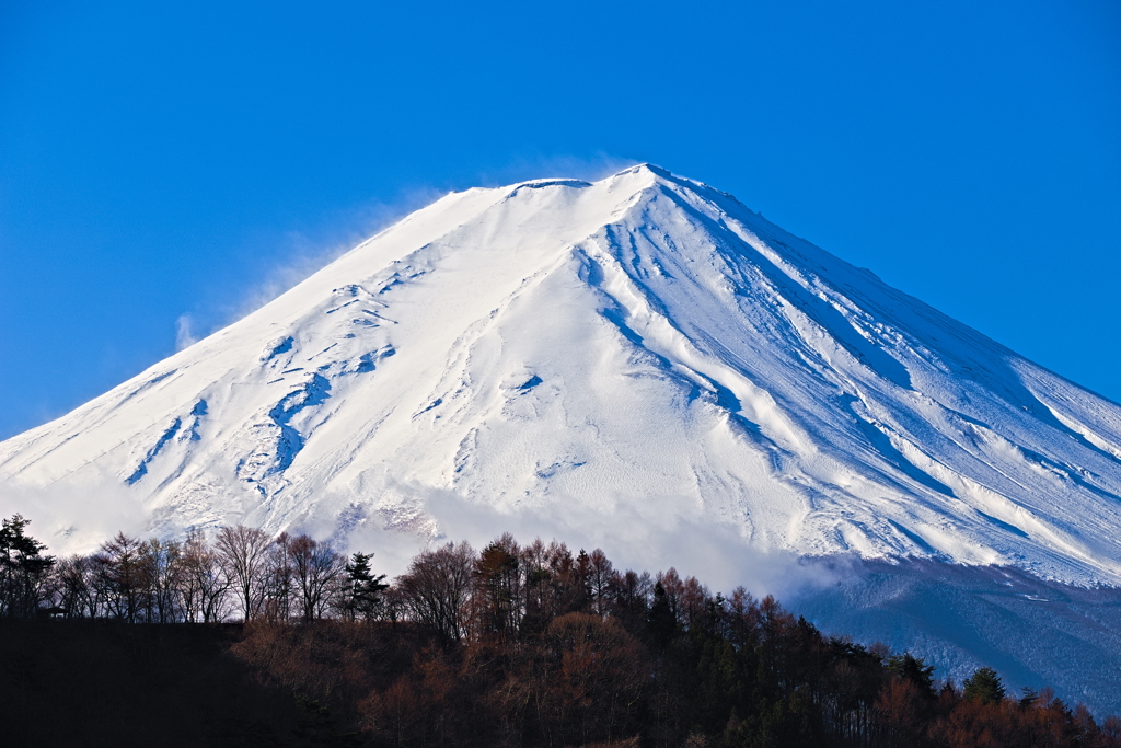 冠雪のフジヤマ朝８時