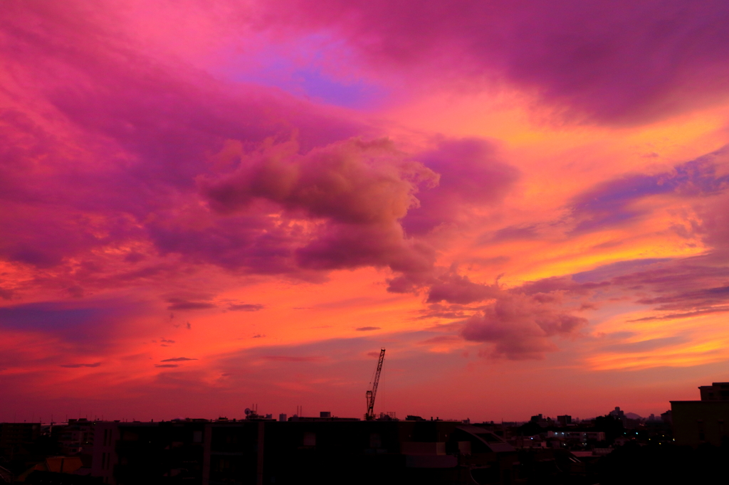 台風前の夕景・・・