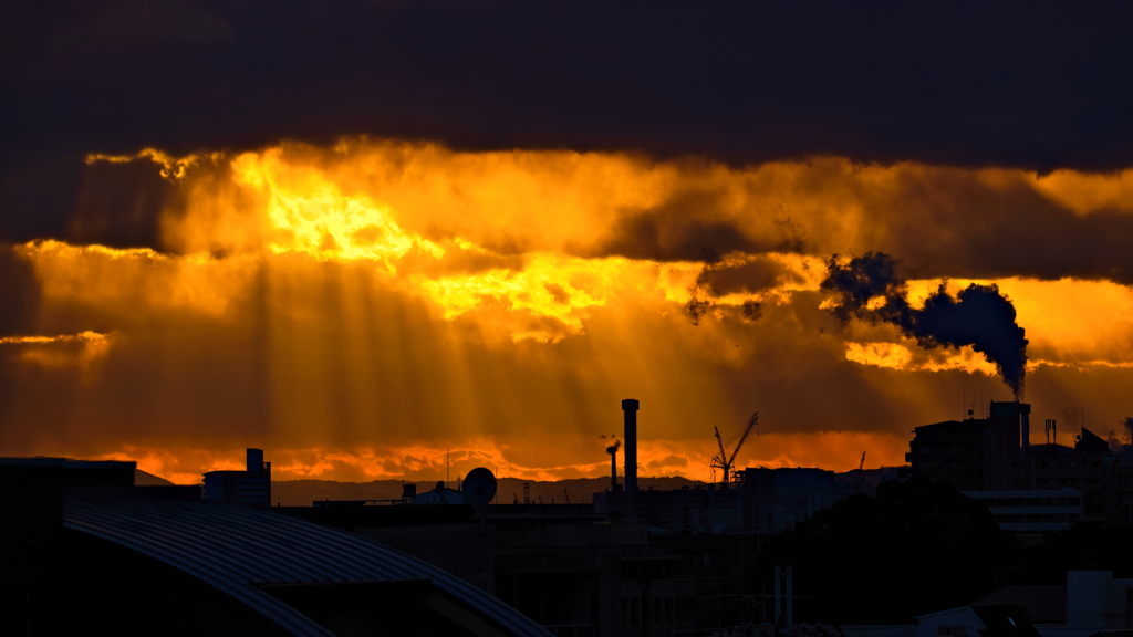 寒々しい冬の夕景・・・