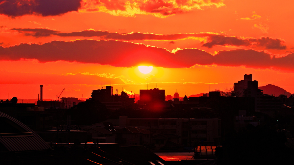 寒々しい冬の夕景・・・