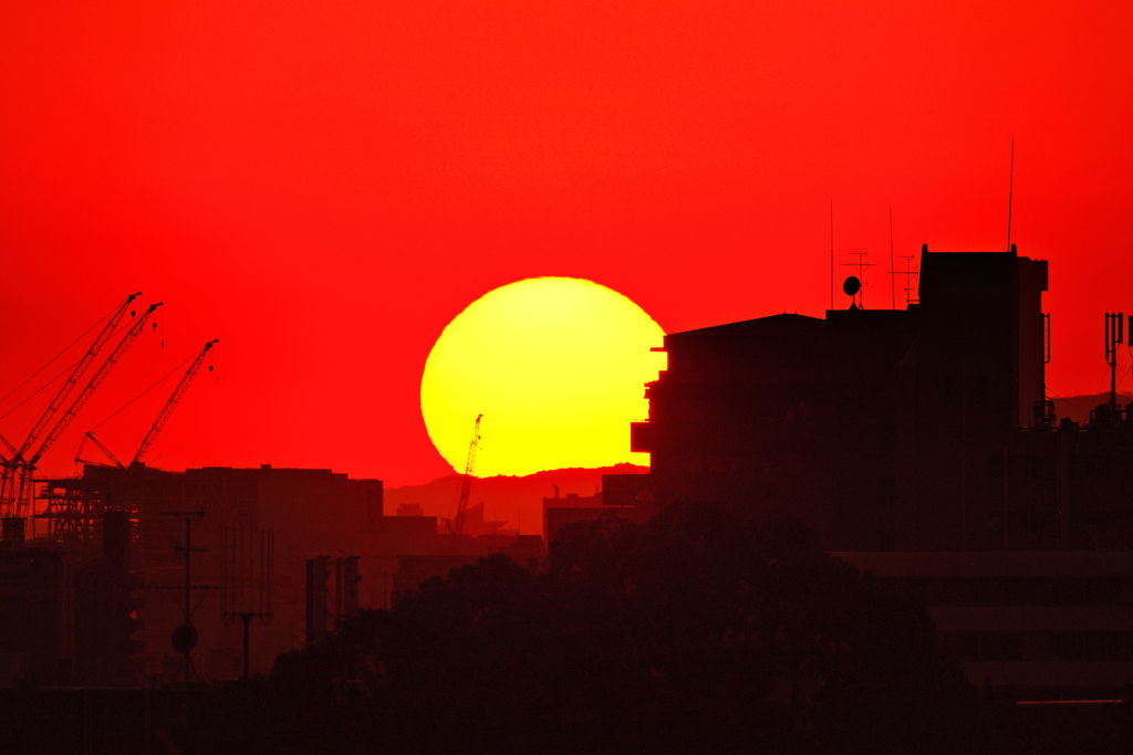 冬の夕日・・・