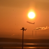 初日の出　航空機シルエット