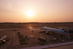 夕焼け飛行機