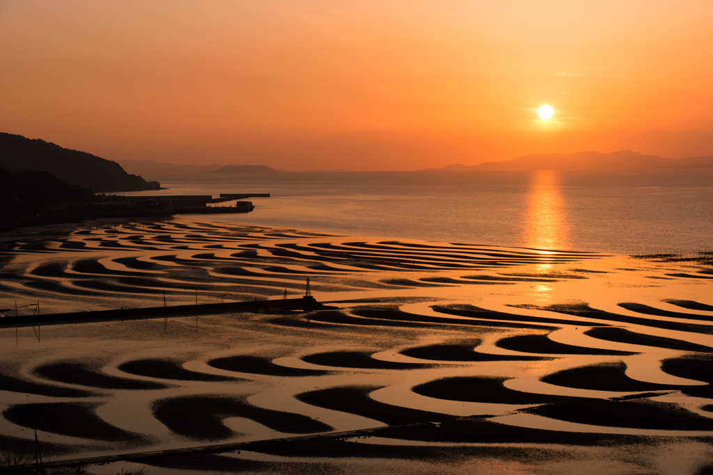 干潟の夕日