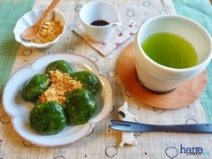 ヨモギの白玉団子作りました