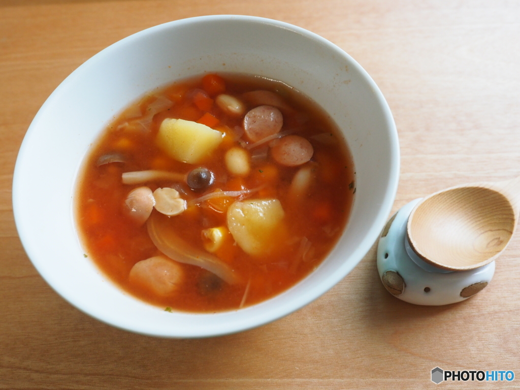水煮大豆ときのこのお野菜ゴロゴロminestrone