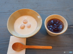 胡桃汁粉とお茶のセット